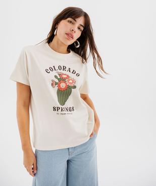 Tee-shirt manches courtes avec motif désert femme vue1 - GEMO 4G FEMME - GEMO