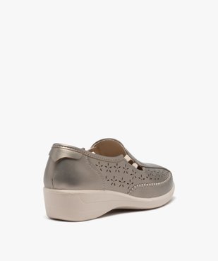 Mocassins femme confort unis métallisés et ajourés à semelle compensée vue4 - G'FLEX - GEMO