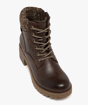 Bottines fourrées crantées à talon et haut de tige en maille tricotée femme vue6 - GEMO(URBAIN) - GEMO