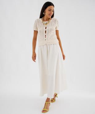 Gilet manches courtes en tricot ajouré femme vue5 - GEMO 4G FEMME - GEMO