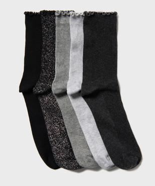 Chaussettes hautes avec finitions froncées femme (lot de 5) vue1 - GEMO(HOMWR FEM) - GEMO