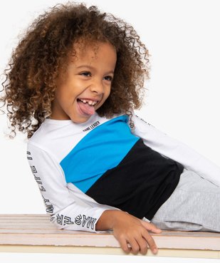 Tee-shirt garçon tricolore à manches longues vue1 - GEMO (ENFANT) - GEMO