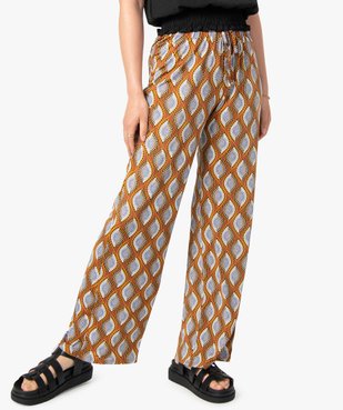 Pantalon femme imprimé en maille extensible avec ceinture élastiquée vue2 - GEMO(FEMME PAP) - GEMO