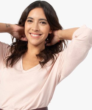 Tee-shirt femme à manches ¾ col V vue2 - GEMO(FEMME PAP) - GEMO
