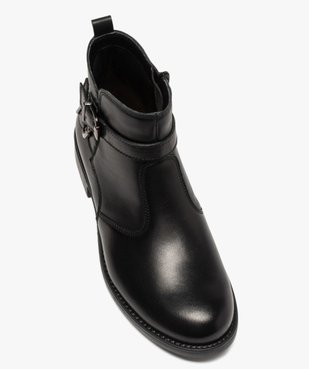 Boots fille unis dessus cuir à fermeture zippée vue5 - GEMO (ENFANT) - GEMO
