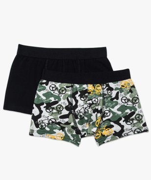 Lot de 2 boxers en coton stretch uni et imprimé camouflage vue1 - GEMO (ENFANT) - GEMO