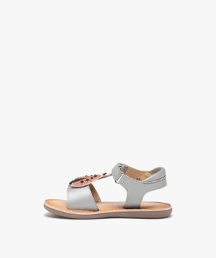 Sandales bébé fille en cuir avec brides scratch et animal en perles fantaisie - MOD8 vue3 - MOD8 - GEMO