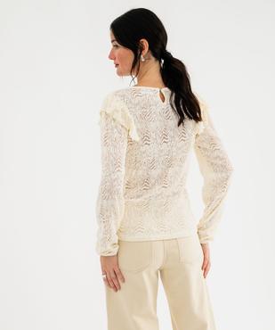 Tee-shirt manches longues en maille ajourée femme vue3 - GEMO(FEMME PAP) - GEMO