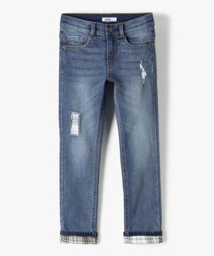 Jean garçon aspect usé doublé avec revers fantaisie vue1 - GEMO (ENFANT) - GEMO