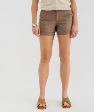 Short ample en coton stretch avec ceinture tressée femme vue1 - GEMO(FEMME PAP) - GEMO