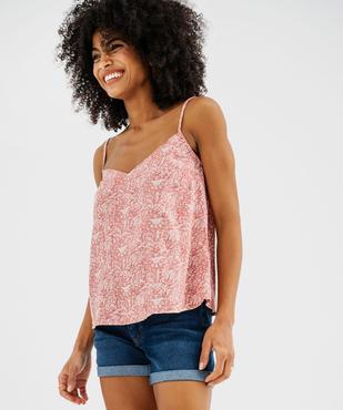 Débardeur à fines bretelles en viscose fluide et imprimée femme vue1 - GEMO 4G FEMME - GEMO