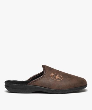 Chaussons homme mules dessus cuir imitation avec fleur de lys vue1 - GEMO(HOMWR HOM) - GEMO