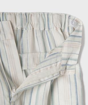 Pantalon large en viscose et lin rayé fille vue3 - GEMO 4G FILLE - GEMO