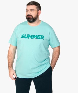 Tee-shirt homme grande taille à manches courtes avec inscription fantaisie vue1 - GEMO (HOMME) - GEMO