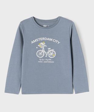 Tee-shirt manches longues en coton imprimé fille vue1 - GEMO 4G FILLE - GEMO