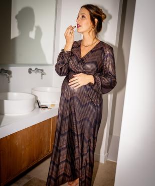Robe longue en maille plissée métallisée femme vue5 - GEMO(FEMME PAP) - GEMO