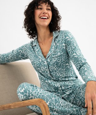 Pyjama deux pièces femme : chemise et pantalon vue1 - GEMO 4G FEMME - GEMO