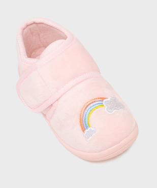 Chaussons en velours à scratch moelleux imprimé arc-en-ciel fille vue5 - GEMO (ENFANT) - GEMO