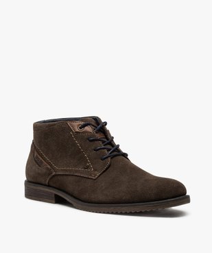 Boots homme unis à lacets dessus en cuir velours vue2 - Nikesneakers(URBAIN) - Nikesneakers