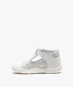 Sandales premiers pas bébé fille en cuir dessus pailleté vue3 - GEMO(BEBE DEBT) - GEMO