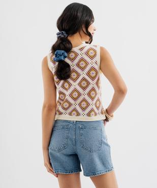 Débardeur en maille ajourée façon macramé femme vue3 - GEMO(FEMME PAP) - GEMO