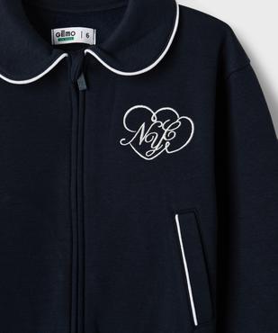 Gilet zippée en molleton à col Claudine fille vue4 - GEMO 4G FILLE - GEMO