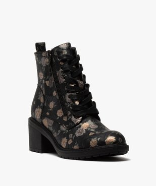 Bottines femme à talon et semelle crantée dessus imprimé vue2 - GEMO(URBAIN) - GEMO