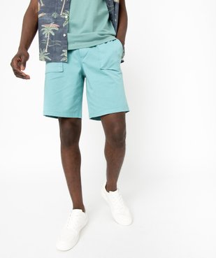 Bermuda en toile uni avec ceinture ajustable homme vue1 - GEMO 4G HOMME - GEMO