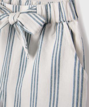Short large en coton et lin fille vue3 - GEMO (ENFANT) - GEMO
