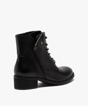 Bottines femme unies à talon large fermeture lacets et zip vue4 - GEMO (CASUAL) - GEMO