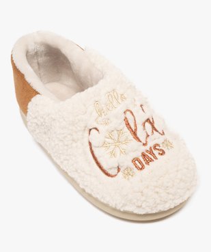 Chaussons enveloppants en sherpa avec broderie scintillante femme vue5 - GEMO(HOMWR FEM) - GEMO