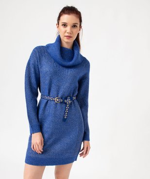 Robe pull pailletée avec grand col roulé femme vue1 - GEMO(FEMME PAP) - GEMO