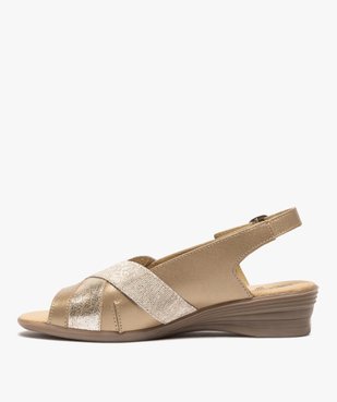 Sandales femme confort en cuir avec détails brillants vue3 - GEMO (CONFORT) - GEMO