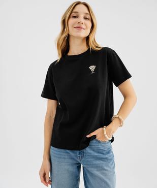 Tee-shirt manches courtes avec inscription positive femme vue3 - GEMO 4G FEMME - GEMO