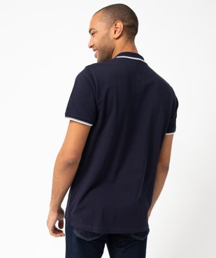 Polo homme à manches courtes et finitions contrastantes vue3 - GEMO (HOMME) - GEMO