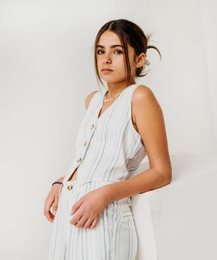 Gilet de costume sans manches en lin fille vue3 - GEMO (JUNIOR) - GEMO