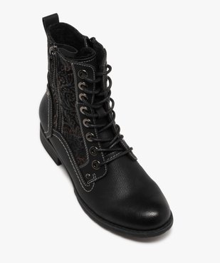 Bottines femme fourrées avec détails brodés à zip et à lacets vue6 - GEMO (CASUAL) - GEMO