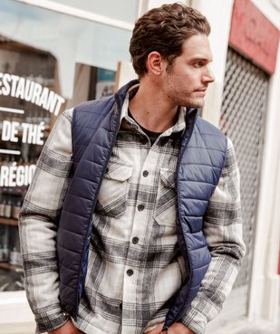 Veste homme à carreaux avec doublure sherpa vue6 - GEMO (HOMME) - GEMO