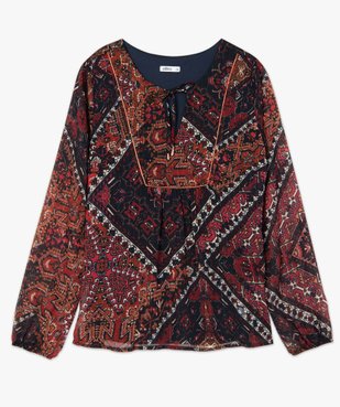 Blouse femme en mousseline imprimée à col effet plastron vue4 - GEMO(FEMME PAP) - GEMO