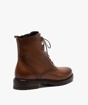 Boots femme à lacets dessus cuir à bordures fleuries vue4 - GEMO (CASUAL) - GEMO