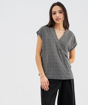 Tee-shirt manches courtes à col V femme vue2 - GEMO 4G FEMME - GEMO