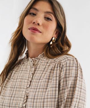 Blouse à carreaux avec finitions froncées femme vue2 - GEMO 4G FEMME - GEMO