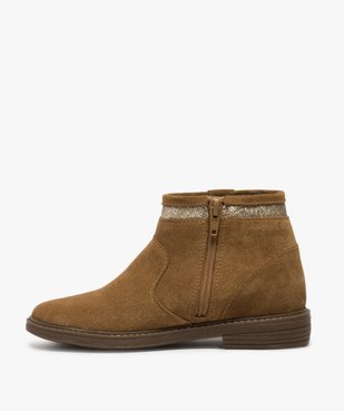Boots fille zippés dessus cuir pompons et bordure pailletés vue3 - Nikesneakers (ENFANT) - Nikesneakers