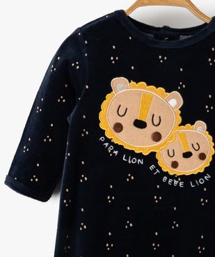 Pyjama dors-bien bébé garçon en velours avec motifs lions vue2 - GEMO(BB COUCHE) - GEMO