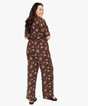 Combinaison pantalon femme grande taille à motifs fleuris et haut cache-cœur vue3 - GEMO (G TAILLE) - GEMO