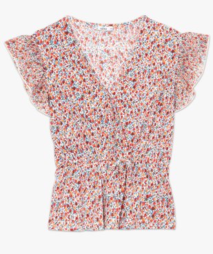 Tee-shirt femme cintré à décolleté cache-cœur vue4 - GEMO(FEMME PAP) - GEMO