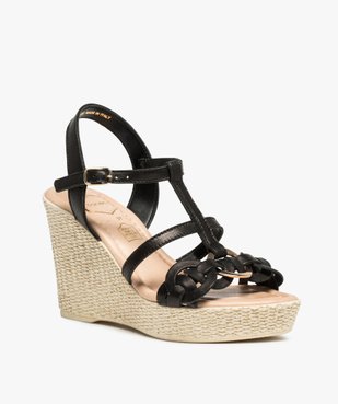 Sandales femme à talon dessus cuir style marin - Tanéo vue2 - TANEO - GEMO