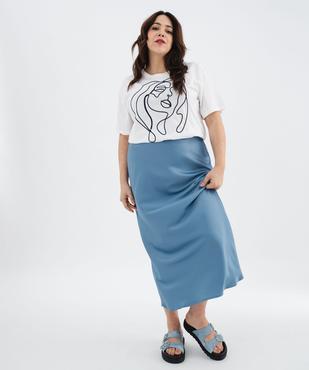 Jupe longue droite en satin femme grande taille vue4 - GEMO (G TAILLE) - GEMO