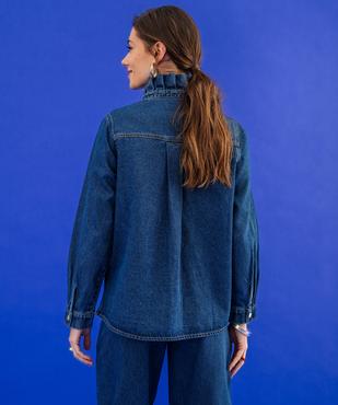 Surchemise en jean à col victorien femme vue4 - GEMO 4G FEMME - GEMO