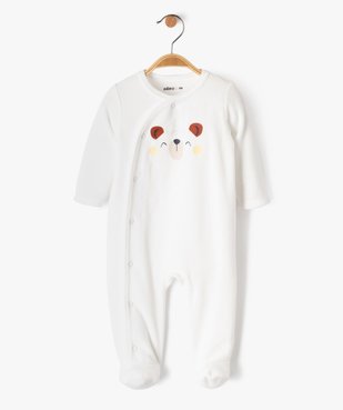 Pyjama dors-bien en velours fermeture devant bébé vue1 - GEMO 4G BEBE - GEMO